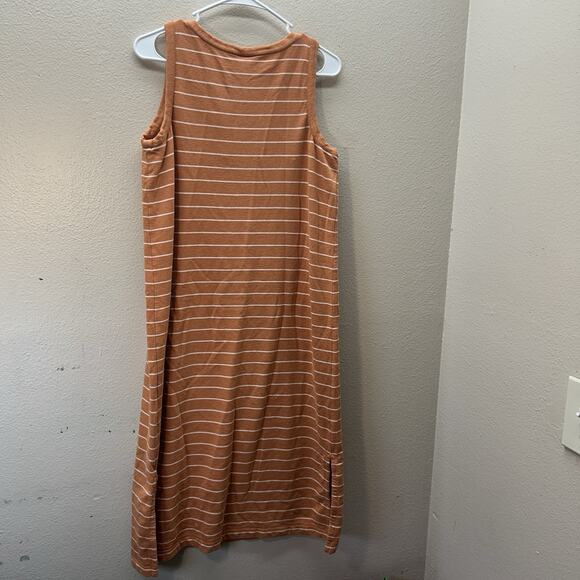 J. Jill Cotton Shift Dress Sz S Orange Striped Beach Coastal Relaxed Midi - Picture 5 of 6